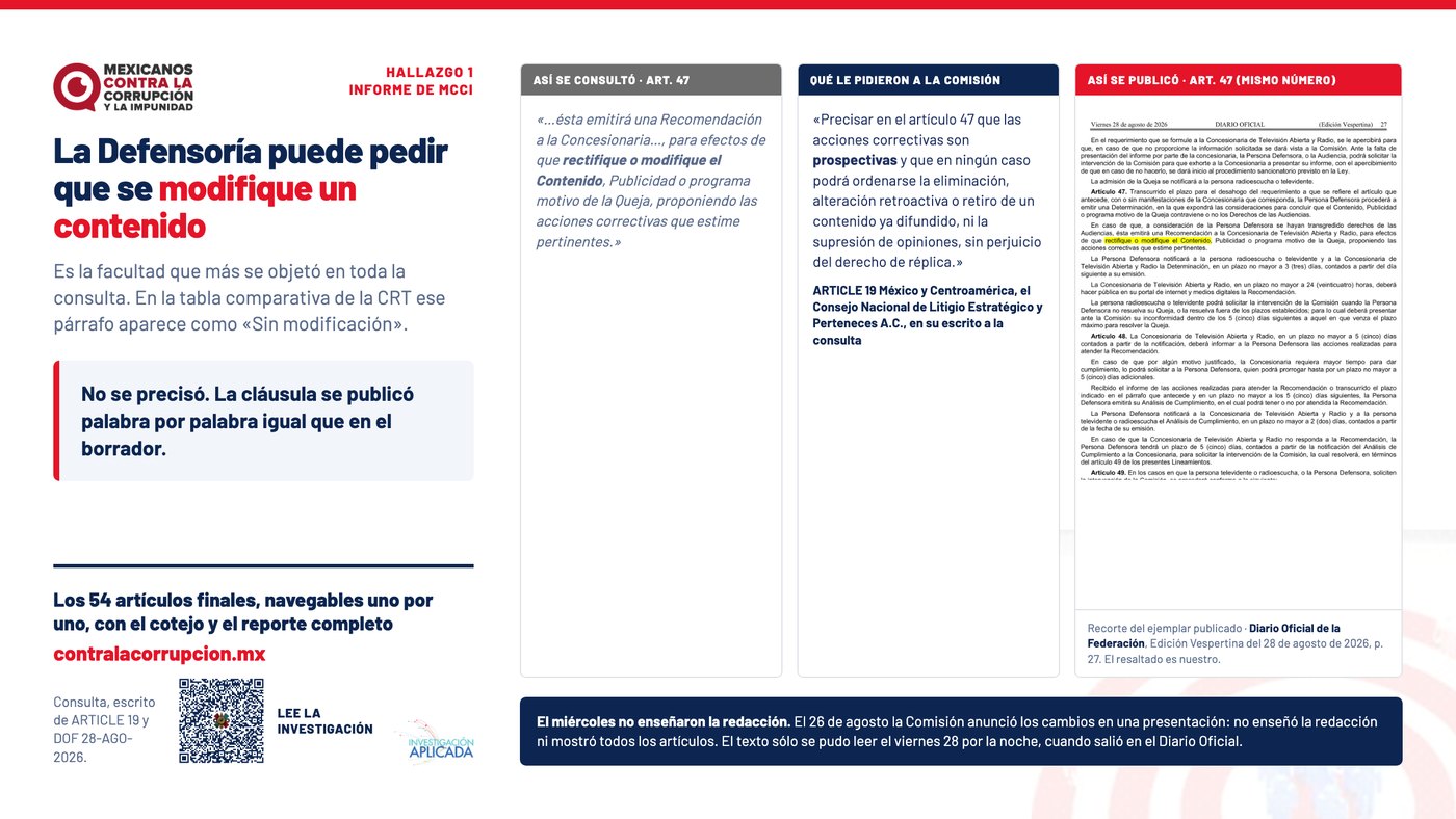 La Defensoría puede pedir que se modifique un contenido