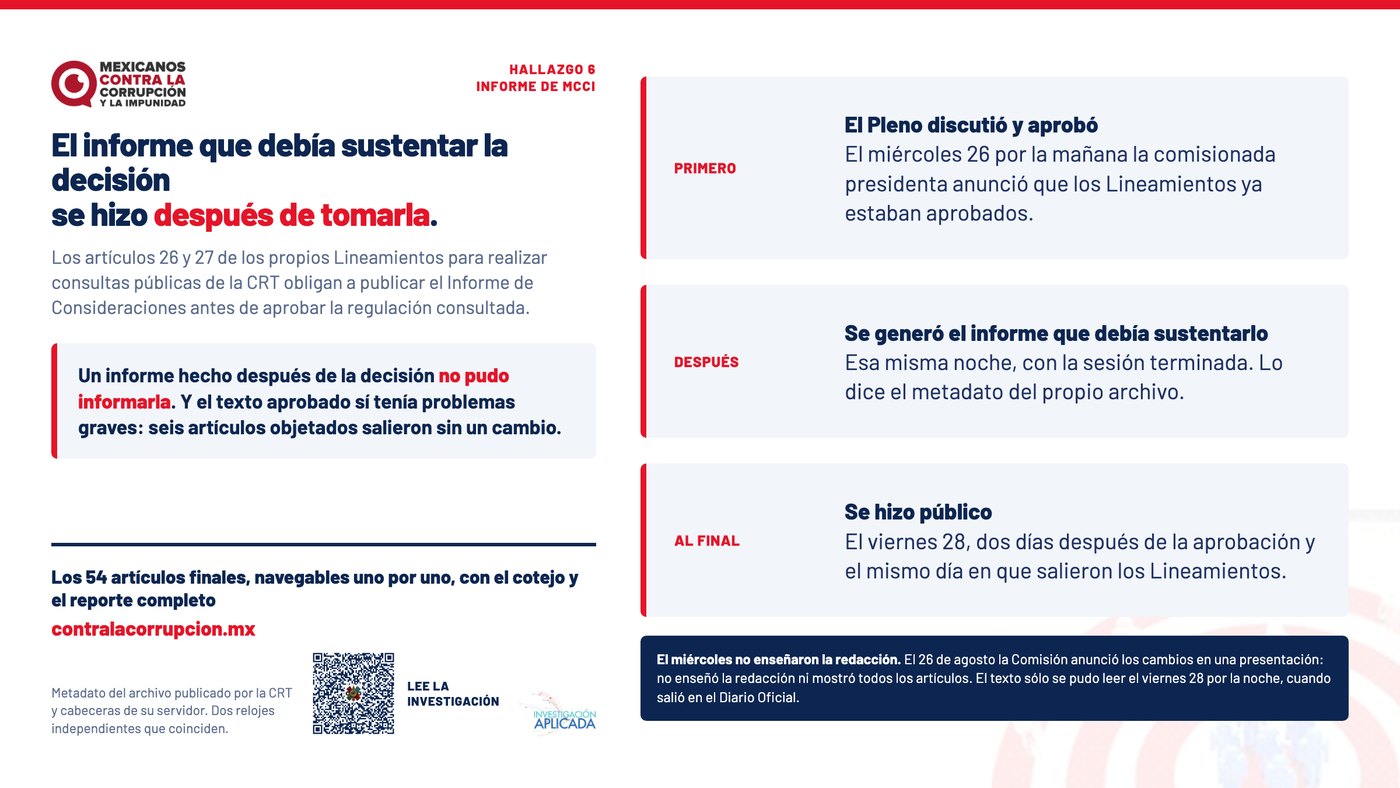El informe que debía sustentar la decisión se hizo después de tomarla